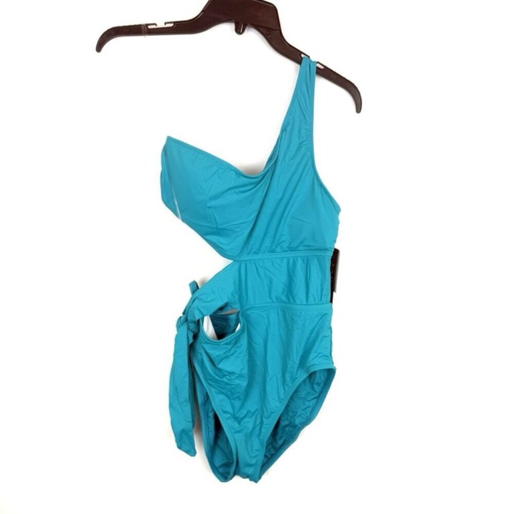 La Blanca Women’s Blue Cutout One Piece Swimsuit Size 12